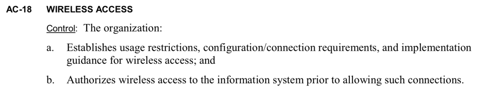 NIST 800-53 AC-18